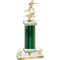 Premium Single Green Glacier First Place Flag Football Trophy