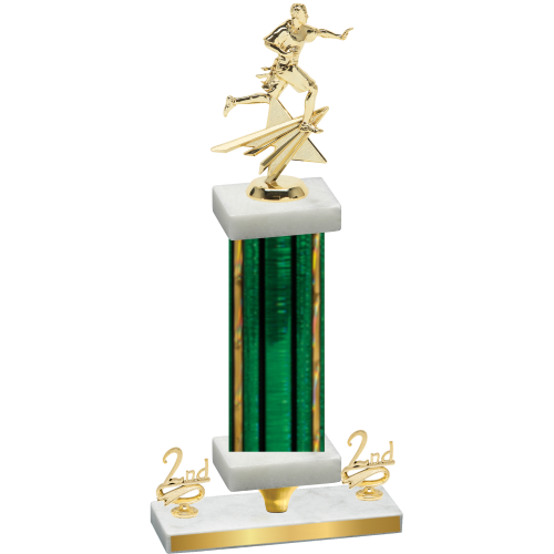 Premium Single Green Glacier Second Place Flag Football Trophy