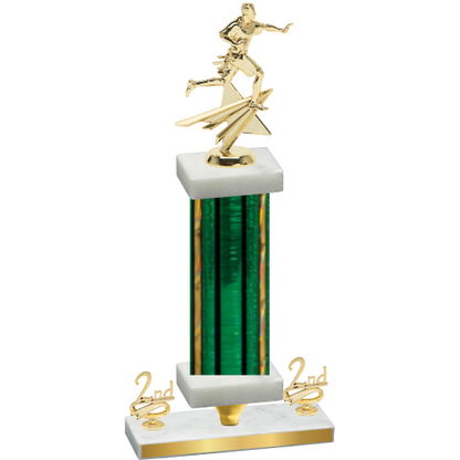 Premium Single Green Glacier Second Place Flag Football Trophy