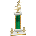 Premium Single Green Glacier Victory Flag Football Trophy