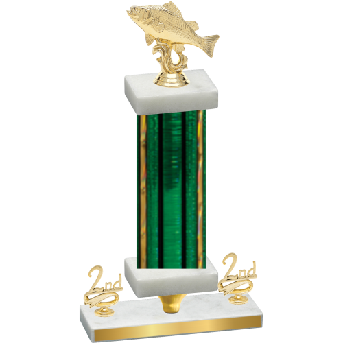 Premium Single Green Glacier Second Place Fishing Trophy