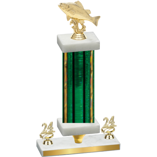 Premium Single Green Glacier Year Fishing Trophy