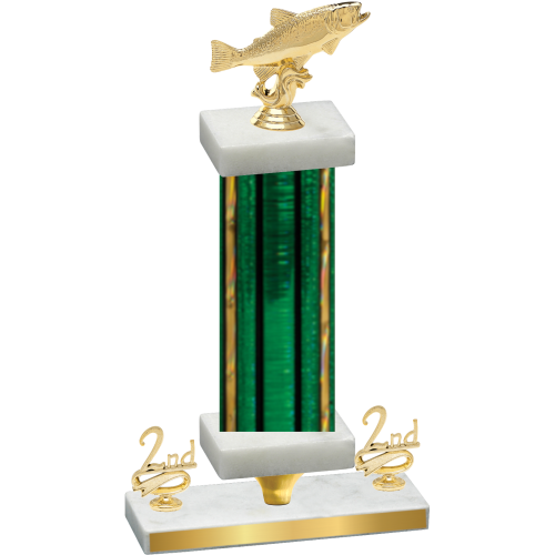 Premium Single Green Glacier Second Place Fishing Trophy