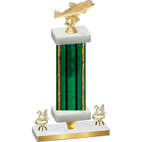 Premium Single Green Glacier Year Fishing Trophy