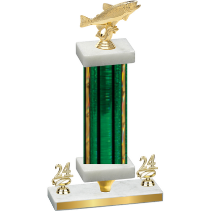 Premium Single Green Glacier Year Fishing Trophy
