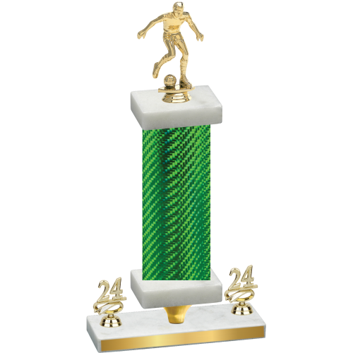 Premium Single Green Carbon Fiber Year Soccer Trophy