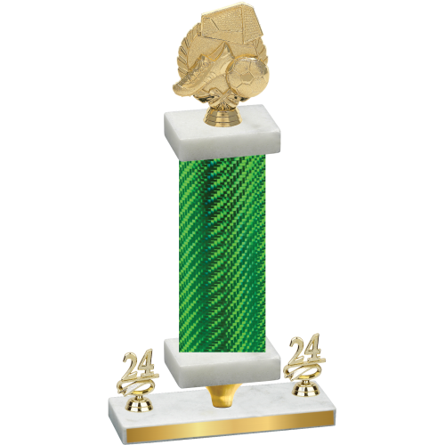 Premium Single Green Carbon Fiber Year Soccer Trophy