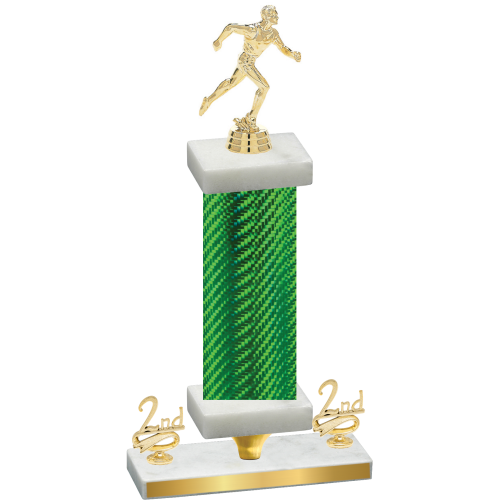 Premium Single Green Carbon Fiber Second Place Running Trophy