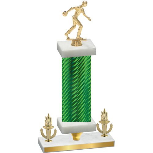 Premium Single Green Carbon Fiber Victory Bowling Trophy