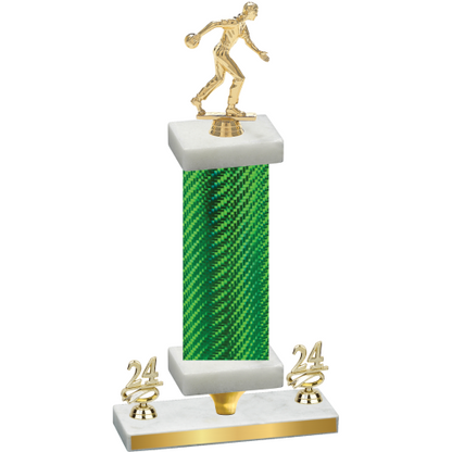 Premium Single Green Carbon Fiber Year Bowling Trophy