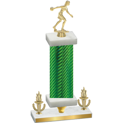 Premium Single Green Carbon Fiber Victory Bowling Trophy