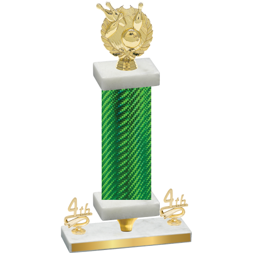 Premium Single Green Carbon Fiber Fourth Place Bowling Trophy