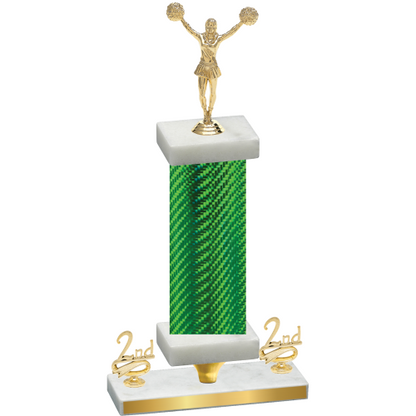 Premium Single Green Carbon Fiber Second Place Cheerleading Trophy