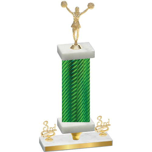 Premium Single Green Carbon Fiber Third Place Cheerleading Trophy