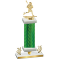 Premium Single Green Carbon Fiber Year Lacrosse Trophy