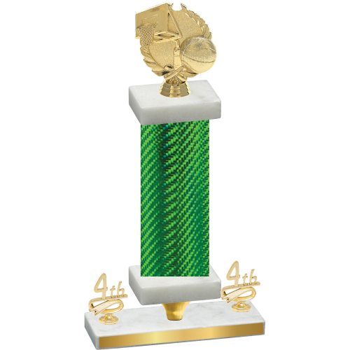 Premium Single Green Carbon Fiber Fourth Place Basketball Trophy