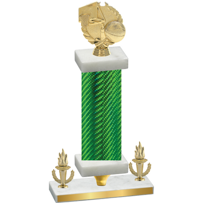 Premium Single Green Carbon Fiber Victory Basketball Trophy