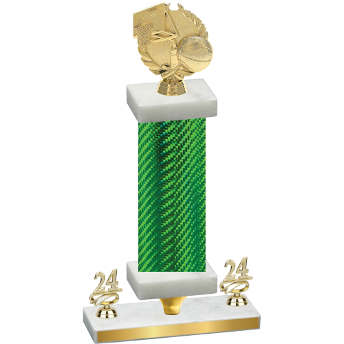 Premium Single Green Carbon Fiber Year Basketball Trophy