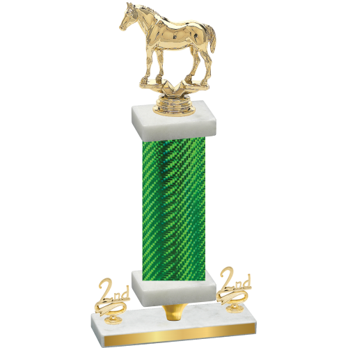 Premium Single Green Carbon Fiber Second Place Horses Trophy