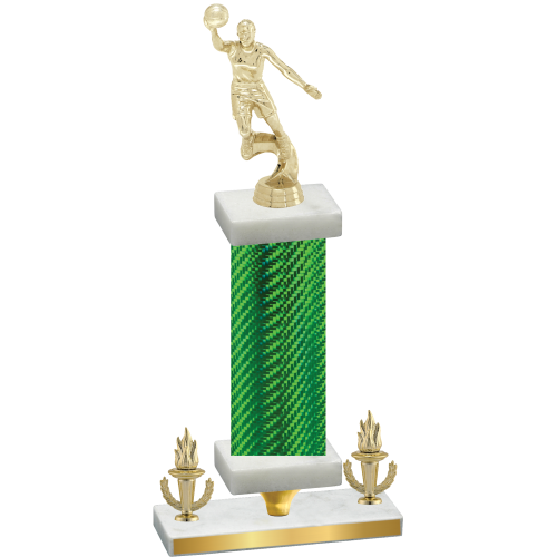 Premium Single Green Carbon Fiber Victory Basketball Trophy