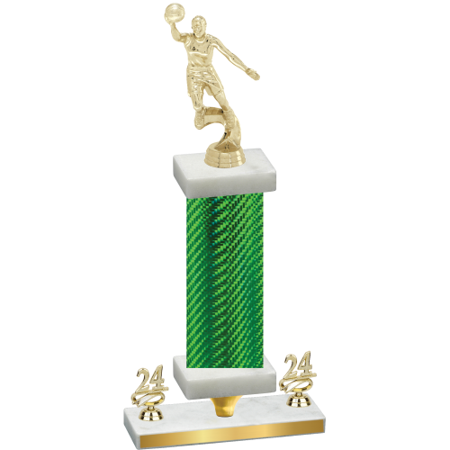 Premium Single Green Carbon Fiber Year Basketball Trophy