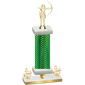 Premium Single Green Carbon Fiber Fourth Place Archery Trophy