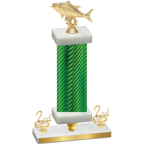 Premium Single Green Carbon Fiber Second Place Fishing Trophy