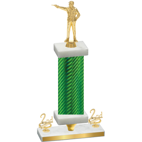 Premium Single Green Carbon Fiber Second Place Shooter Trophy