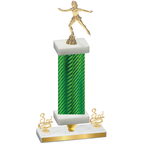 Premium Single Green Carbon Fiber Third Place Skater Trophy