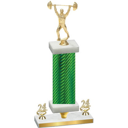 Premium Single Green Carbon Fiber Year Weights Trophy