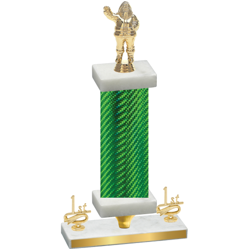 Premium Single Green Carbon Fiber First Place Holiday Trophy