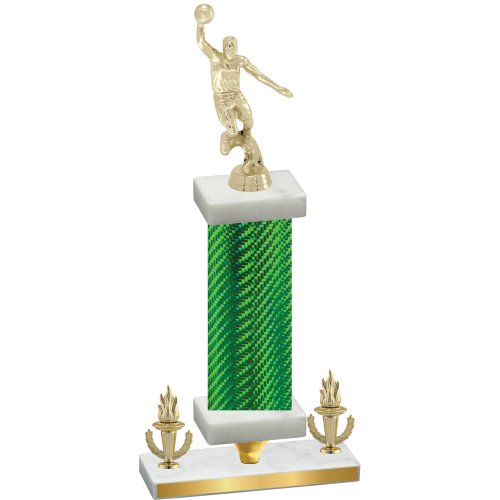 Premium Single Green Carbon Fiber Victory Basketball Trophy