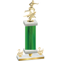 Premium Single Green Carbon Fiber Second Place Flag Football Trophy