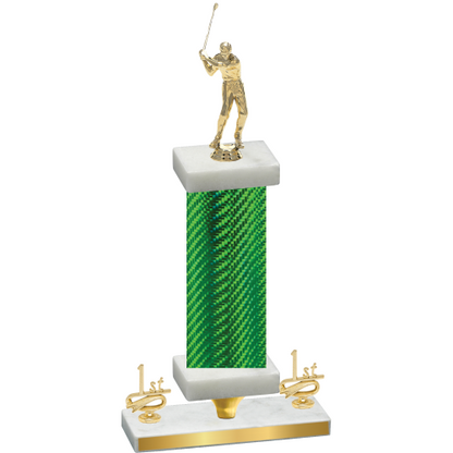 Premium Single Green Carbon Fiber First Place Golf Trophy