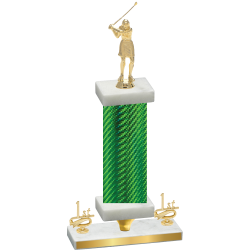 Premium Single Green Carbon Fiber First Place Golf Trophy