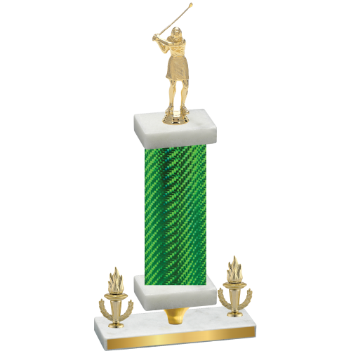 Premium Single Green Carbon Fiber Victory Golf Trophy
