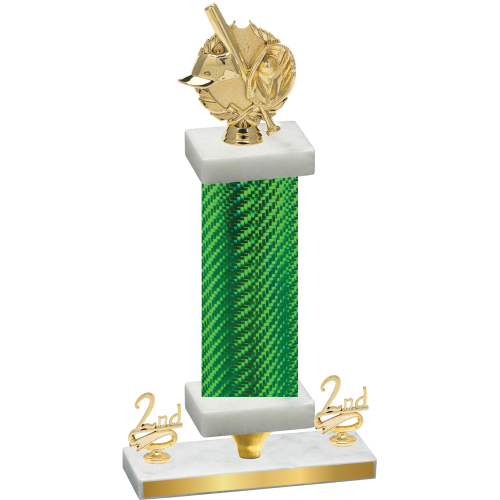 Premium Single Green Carbon Fiber Second Place Baseball Trophy