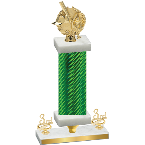 Premium Single Green Carbon Fiber Third Place Baseball Trophy