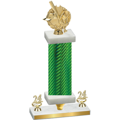 Premium Single Green Carbon Fiber Year Baseball Trophy