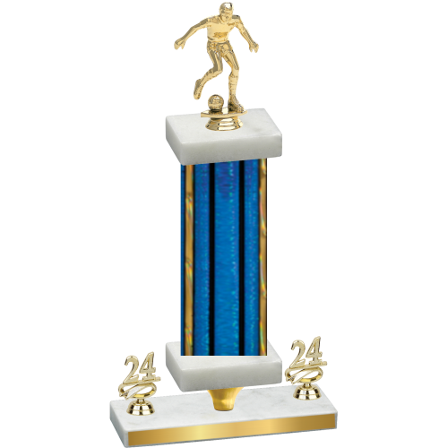 Premium Single Blue Glacier Year Soccer Trophy