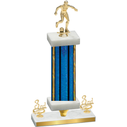 Premium Single Blue Glacier Third Place Soccer Trophy