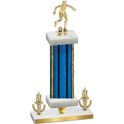 Premium Single Blue Glacier Victory Soccer Trophy
