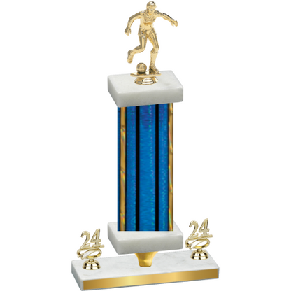 Premium Single Blue Glacier Year Soccer Trophy