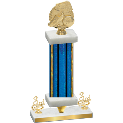 Premium Single Blue Glacier Third Place Soccer Trophy