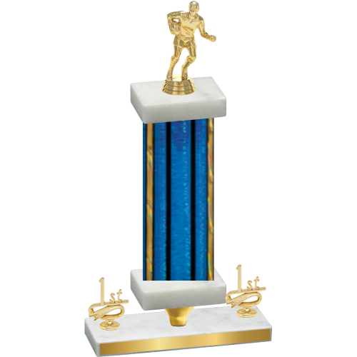 Premium Single Blue Glacier First Place Rugby Trophy