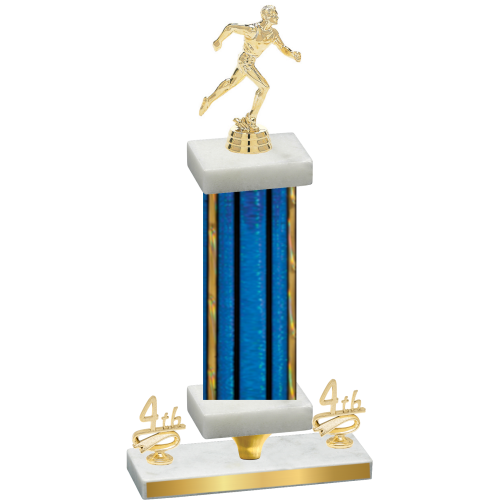 Premium Single Blue Glacier Fourth Place Running Trophy