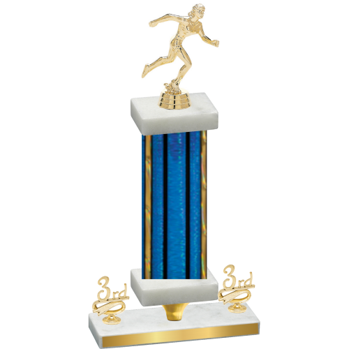 Premium Single Blue Glacier Third Place Running Trophy