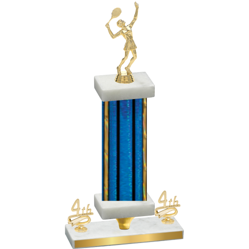 Premium Single Blue Glacier Fourth Place Tennis Trophy