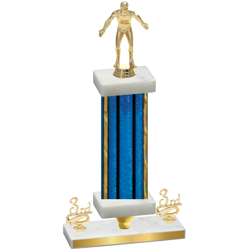 Premium Single Blue Glacier Third Place Wrestling Trophy