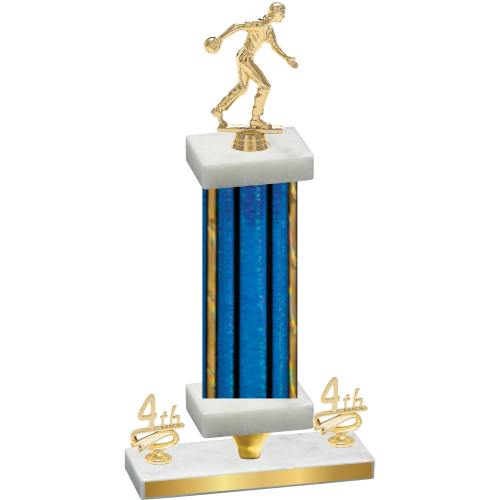 Premium Single Blue Glacier Fourth Place Bowling Trophy